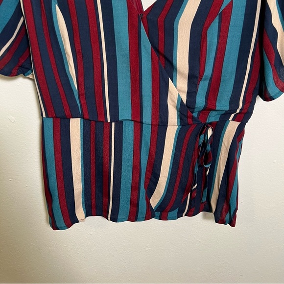 Band of Gypsies Blouse Striped Peplum Red Blue Stripes S - Picture 3 of 10